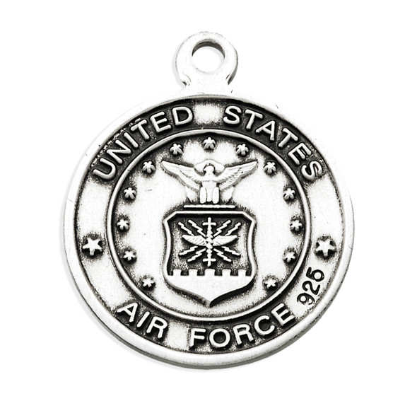 Sterling Silver Air Force Medal with St. Michael on Reverse Side