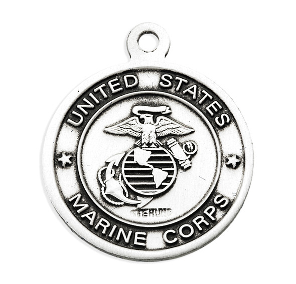 Sterling Silver Marines Medal with St. Michael on Reverse Side