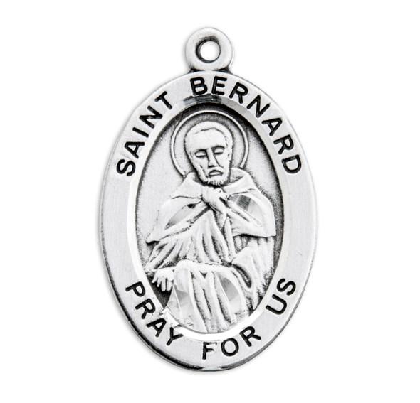 Patron Saint Bernard Oval Sterling Silver Medal