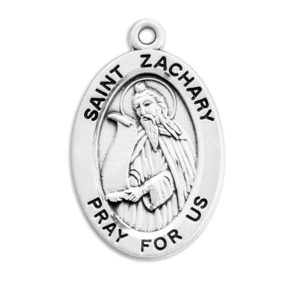 Patron Saint Zachary Oval Sterling Silver Medal