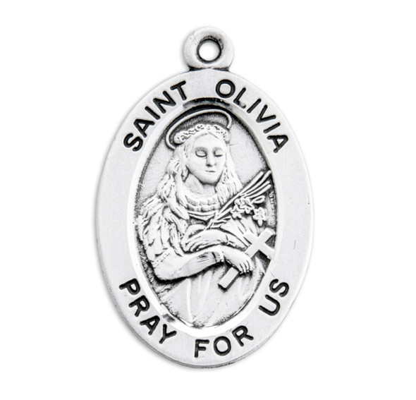 Patron Saint Olivia Oval Sterling Silver Medal