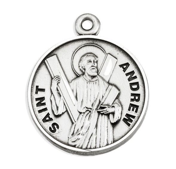Patron Saint Andrew Round Sterling Silver Medal