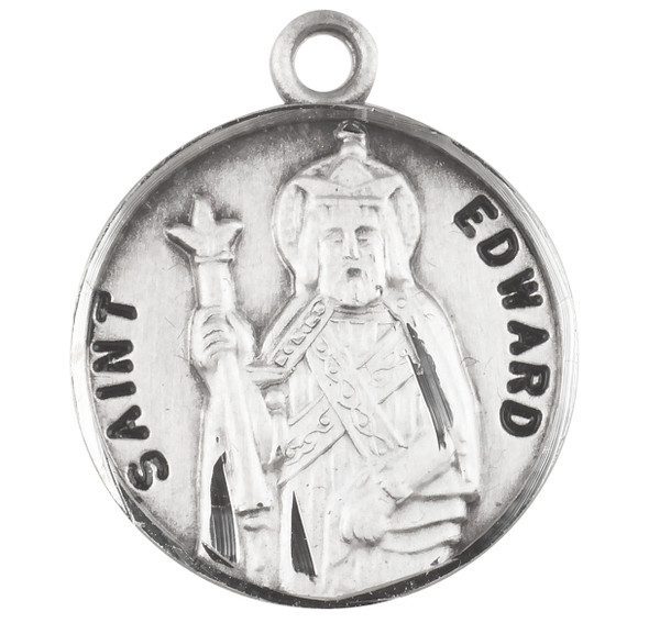 Patron Saint Edward Round Sterling Silver Medal