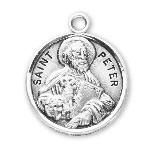 Patron Saint Peter Round Sterling Silver Medal