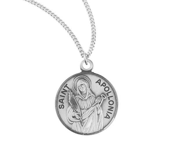 Patron Saint Apollonia Round Sterling Silver Medal