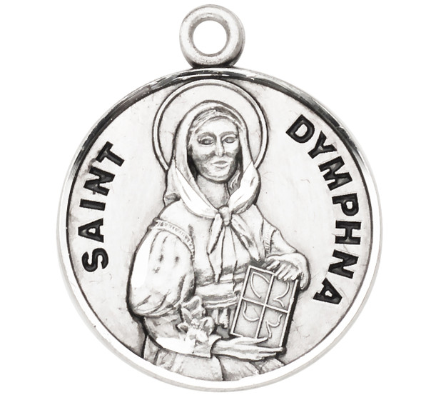 Patron Saint Dymphna Round Sterling Silver Medal