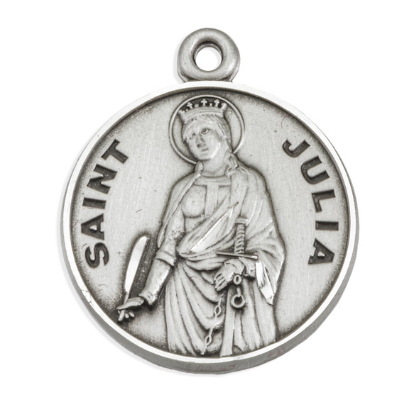 Patron Saint Julia Round Sterling Silver Medal