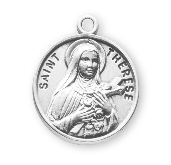 Patron Saint Therese Round Sterling Silver Medal