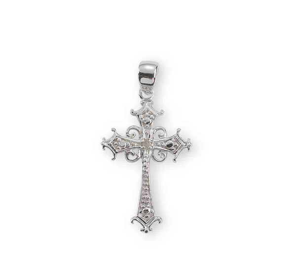 Sterling Silver Cubic Zirconia Cross Boxed