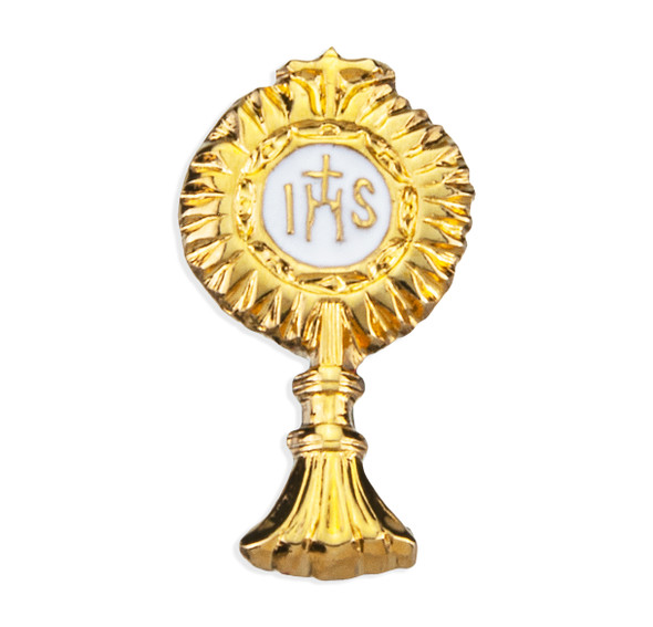 Gold Over Sterling Silver Monstrance Lapel Pin Gold Over Sterling Silver Monstrance Lapel Pin