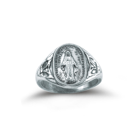 Sterling Silver Miraculous Medal Ring Size 5