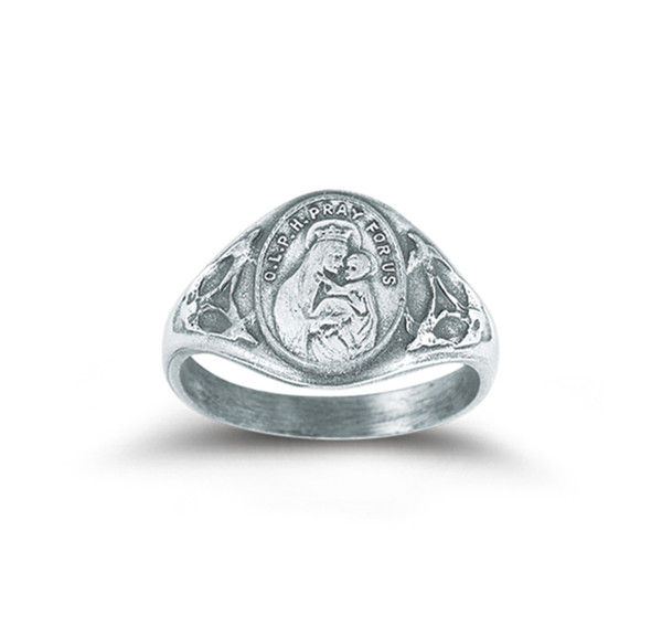 Sterling Silver Our Lady of Perpetual Help Ring with Sacred Heart Inside Size 5