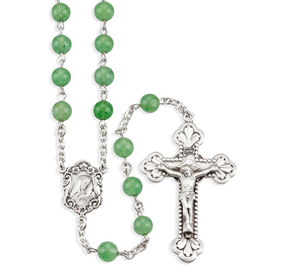 Genuine Aventurine Sterling Silver Rosary