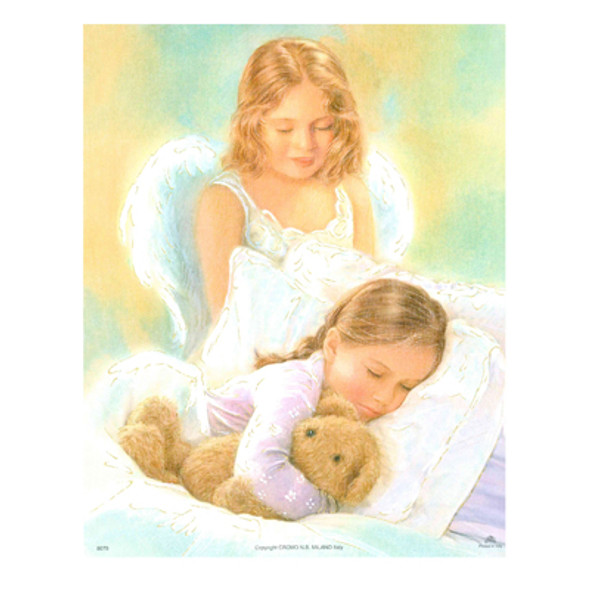 GUARDIAN ANGEL W/GIRL SLEEPING CARDED 8x10 PRINT FOR FRAMING