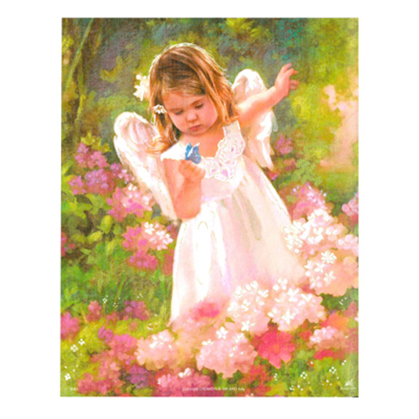 LITTLE ANGEL GIRL IN GUARDIAN ANGELRDEN CARDED 8x10 PRINT FOR FRAMING