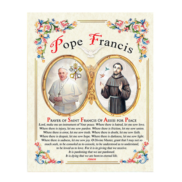 POPE FRANCIS WITH SAINT FRANCIS CARDED 8x10 PRINT FOR FRAMING