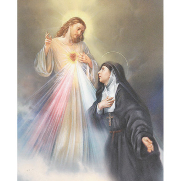 DIVINE MERCY WITH SAINT FAUSTINA CARDED 8x10 PRINT FOR FRAMING