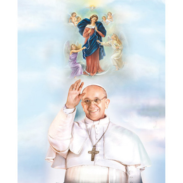 POPE FRANCIS WITH OUR LADY UNTIER OF KNOTS CARDED 8x10 PRINT FOR FRAMING