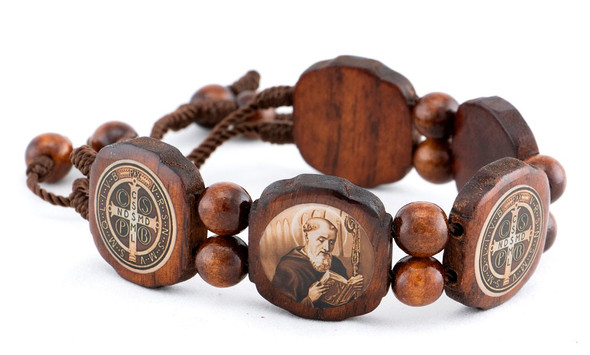 St. Benedict Brown Wooden Bracelet