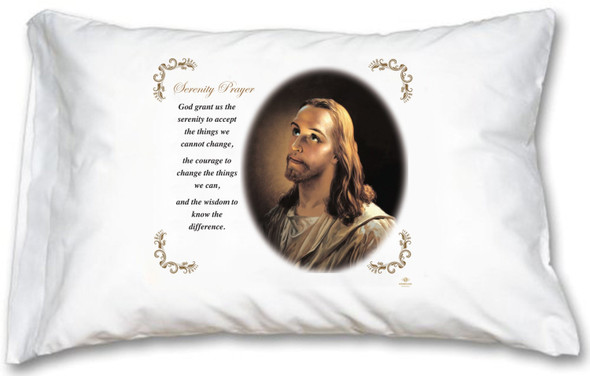 Serenity Prayer Head of Christ Pillow Case - English Prayer