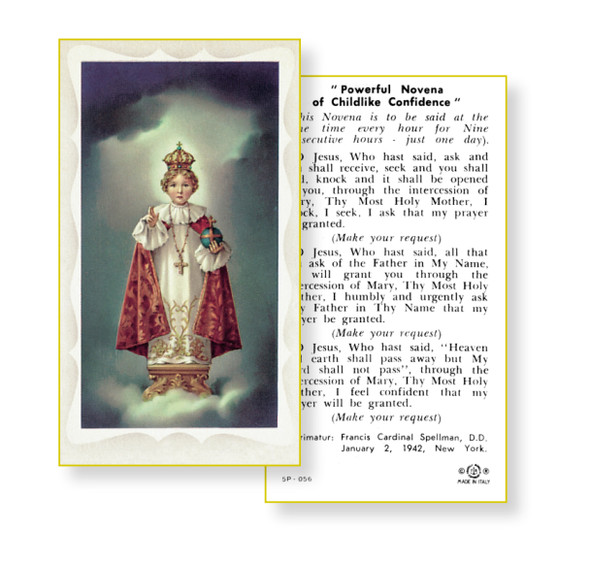 Infant of Prague - Novena Prayer Holy Card