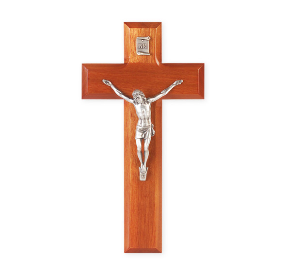 Natural Cherry Wood Wall Crucifix, 8"