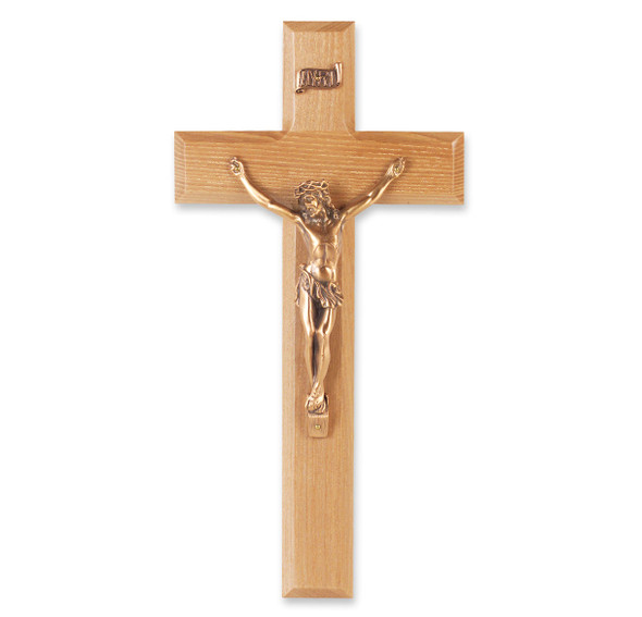 Oak Wood Wall Crucifix, 10"