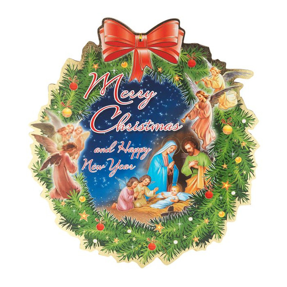 Christmas & New Year Wreath Shaped Plaque Christmas & New Year Wreath Shaped Plaque