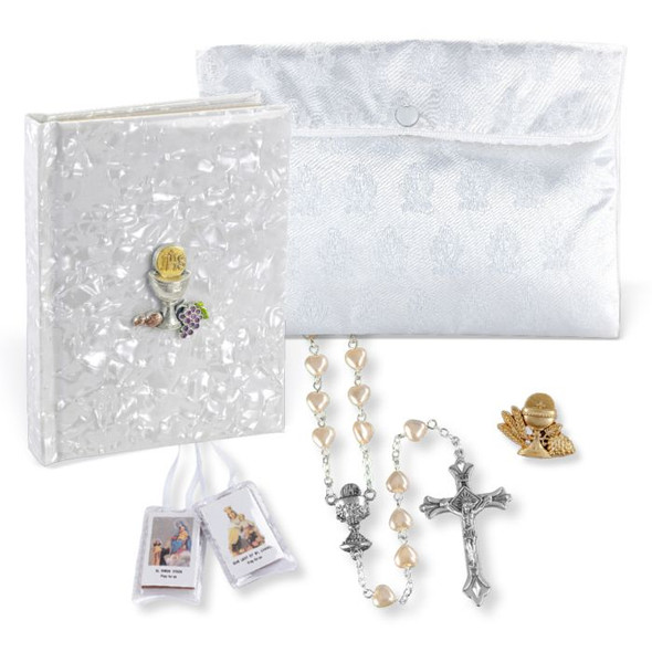 Deluxe White Pearlized Communion Gift Set Deluxe White Pearlized Communion Gift Set