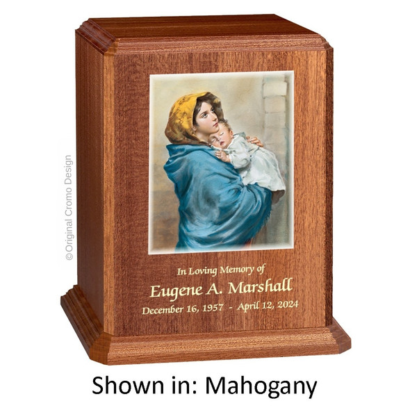 Madonna of  The Street Mahogany Wood Urn 