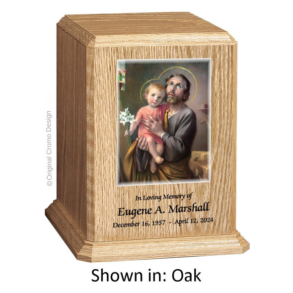Saint Joseph Oak Wood Urn  Saint Joseph Oak Wood Urn