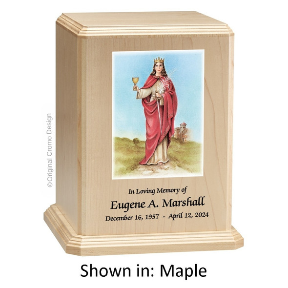 Our Lady of Santa Barbara Maple Wood Urn  Our Lady of Santa Barbara Maple Wood Urn