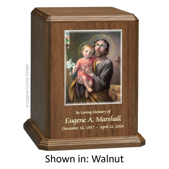 Saint Joseph Walnut Wood Urn 