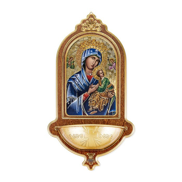Our Lady of Perpetual Help Wooden Holy Water Font Our Lady of Perpetual Help Wooden Holy Water Font