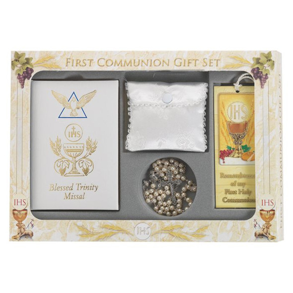 6pc Girls White Blessed Trinity Missal Communion Set 6pc Girls White Blessed Trinity Missal Communion Set