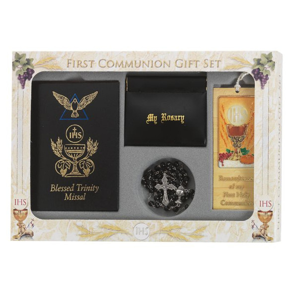 6pc Boys Black Blessed Trinity Missal Communion Gift Set 6pc Boys Black Blessed Trinity Missal Communion Gift Set