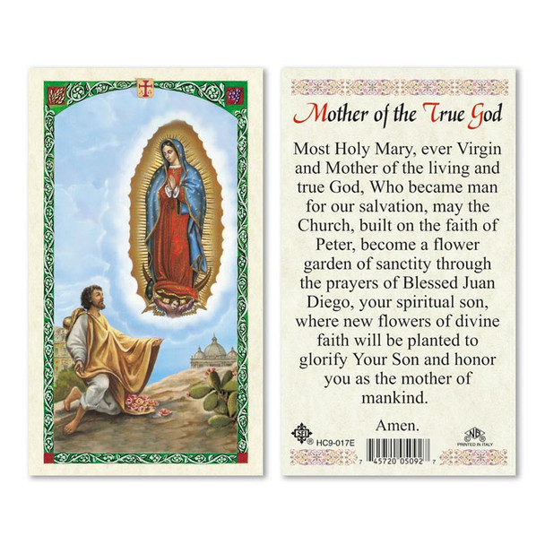 Our Lady Of Guadalupe W/ Diego Laminated Prayer Cards