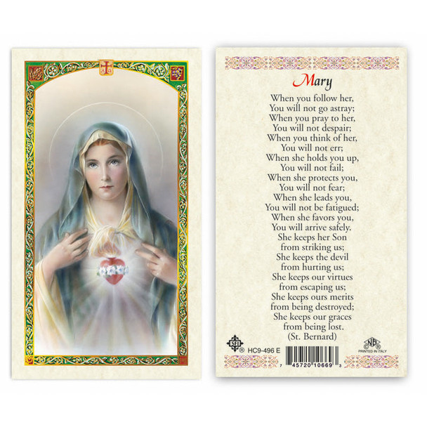 Immaculate Heart Of Mary- Mary Laminated Prayer Cards