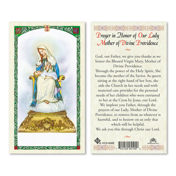 Mother Of Divine Providence Laminated Prayer Cards