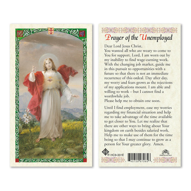 Prayer For The Unemployed Laminated Prayer Cards