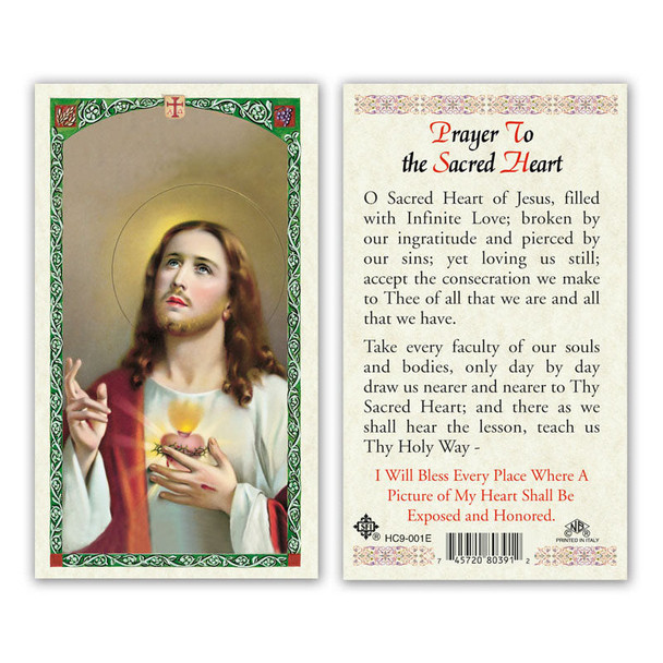 Sacred Heart Of Jesus Laminated Prayer Cards