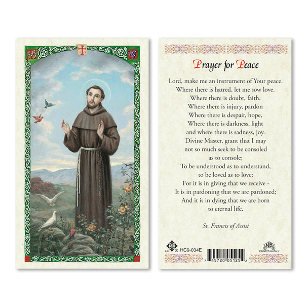 St. Francis Laminated Prayer Cards