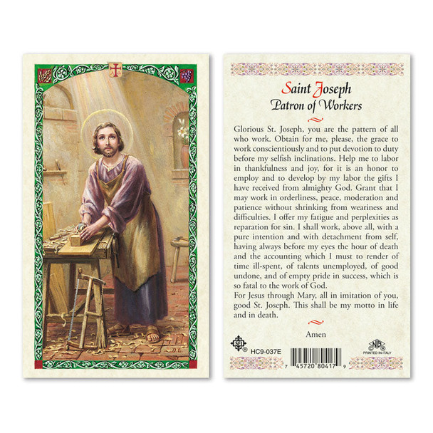 St. Joseph Worker Laminated Prayer Cards St. Joseph Worker Laminated Prayer Cards