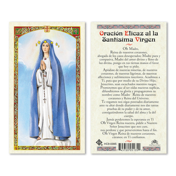 Virgen De Pozo Spanish Laminated Prayer Cards