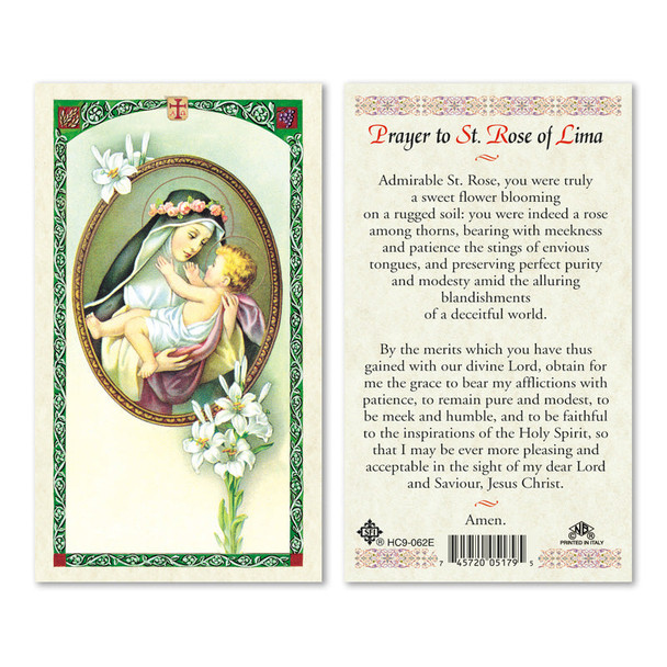 St. Rose Of Lima Laminated Prayer Cards St. Rose Of Lima Laminated Prayer Cards