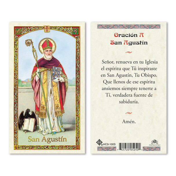 San Augustin Spanish Laminated Prayer Cards San Augustin Spanish Laminated Prayer Cards