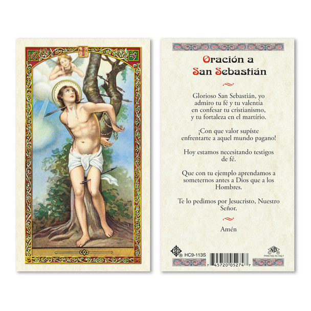 San Sebastian Spanish Laminated Prayer Cards