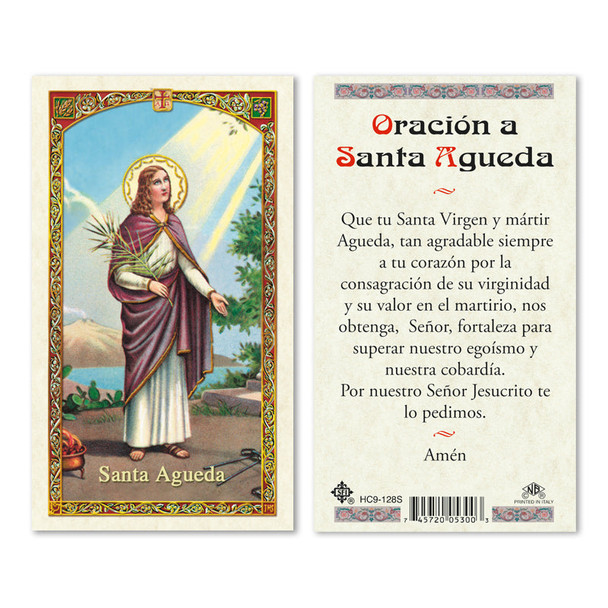Santa Agueda Spanish Laminated Prayer Cards