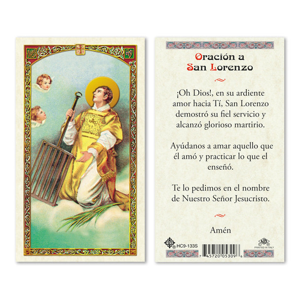 Saint Lawrence Spanish Laminated Prayer Cards