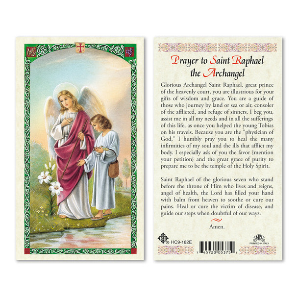 Raphael The Archangel Laminated Prayer Cards